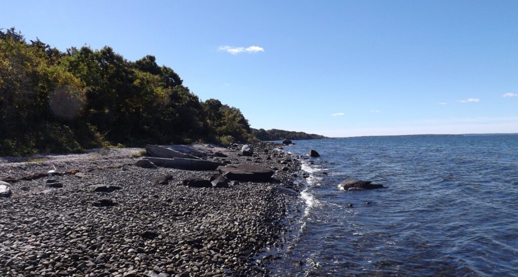 Rocky beach scene on a sunny day